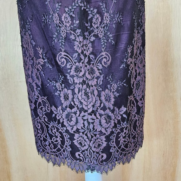 JASMINE Black Label Purple Floral Lace Sheath Dress Size 4 - Picture 8 of 15
